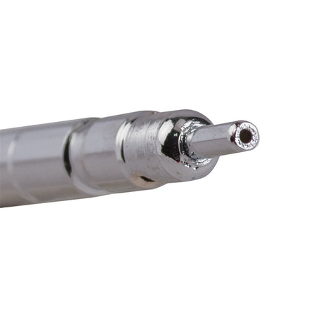 Close-up view of the syringe tip barb
