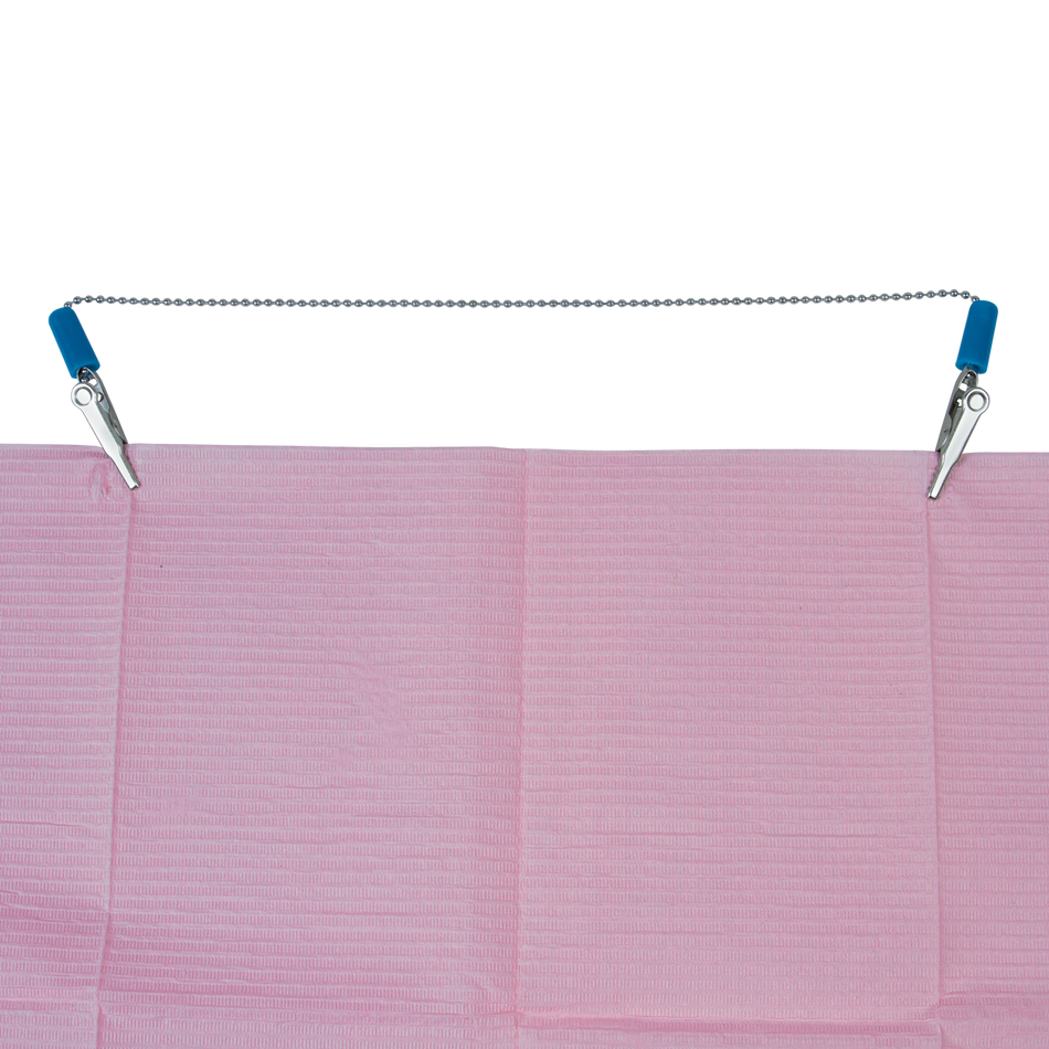 Bib Clip With Chain on Disposable Bib