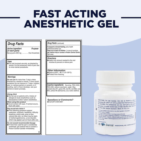 Label for the fast-acting anesthetic gel