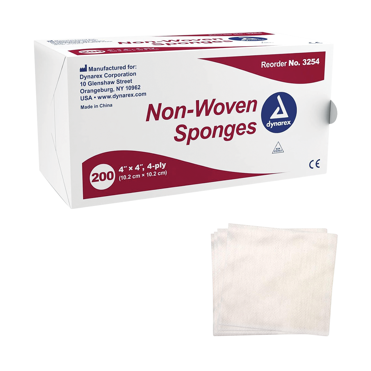 Dynarex Non-Woven 4-Ply Sponges