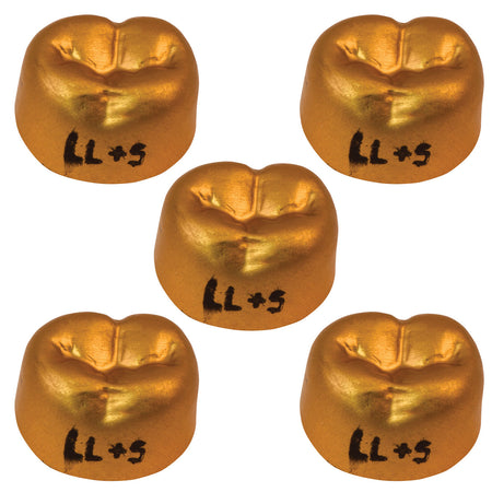 Pkg of 5 Dexiter Gold Anodized Temporary Crowns (2nd Lower Left Bicuspid)