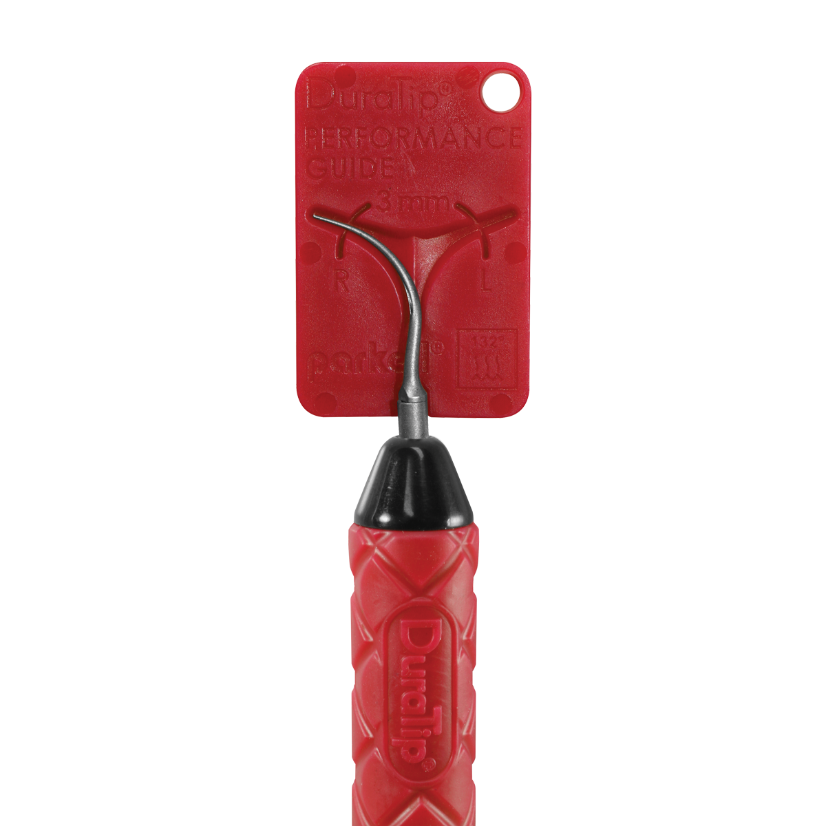 Parkell DuraTip Ultrasonic Scaler Insert (Curved Perio Slim - Right) - Shown With Performance Guide