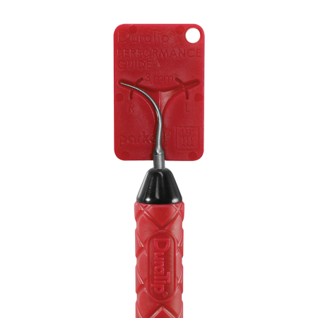 Parkell DuraTip Ultrasonic Scaler Insert (Curved Perio Slim - Right) - Shown With Performance Guide