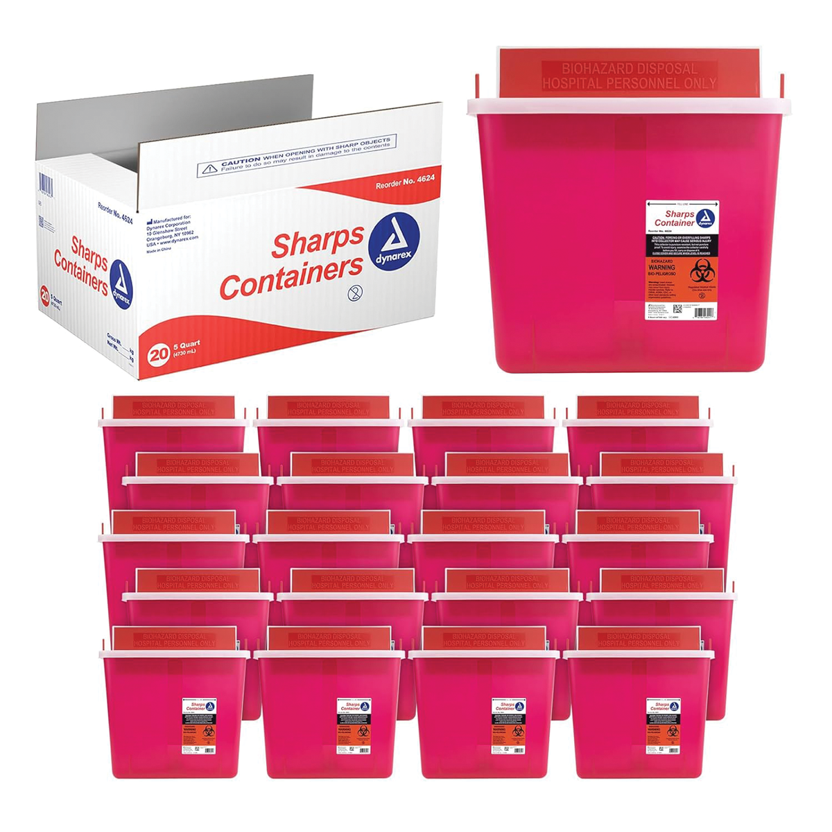 Dynarex Sharps Containers - 5 Quarts (Pkg. 20)