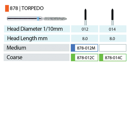 MARK3 Blue Streak Diamond Burs - Torpedo 878