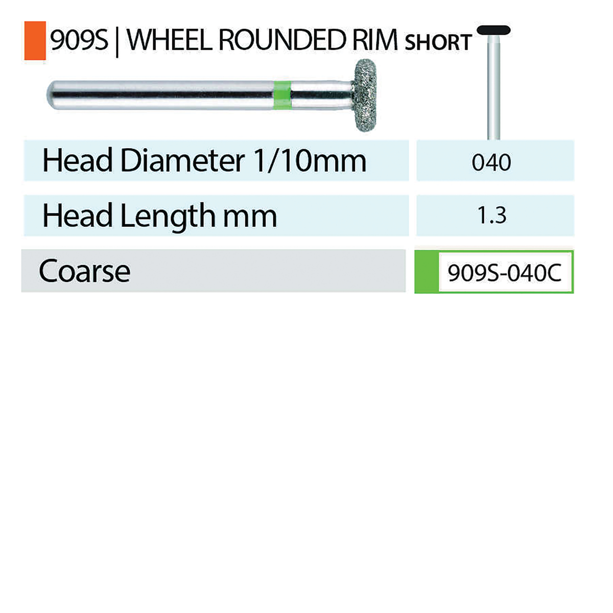 MARK3 Blue Streak Diamond Burs - Wheel Rounded Rim 909S