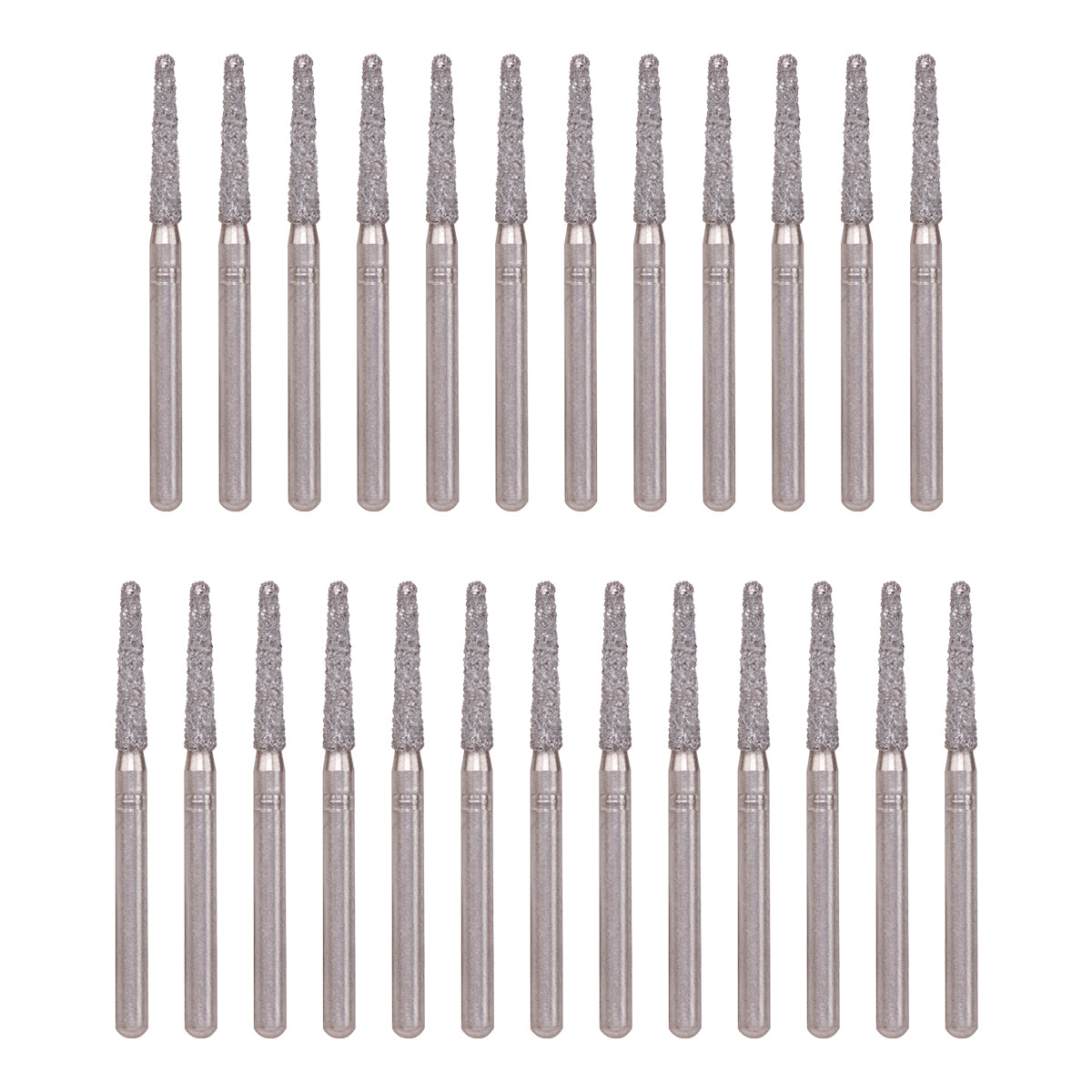Package of 25 SS White Piranha Diamond Burs (Round End Taper - Short)