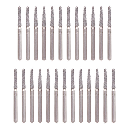 Package of 25 SS White Piranha Diamond Burs (Round End Taper - Short)