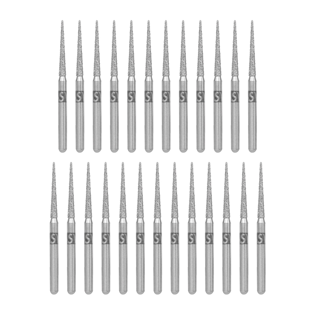 Package of 25 SS White Piranha Diamond Burs (Needle - 0.4mm)