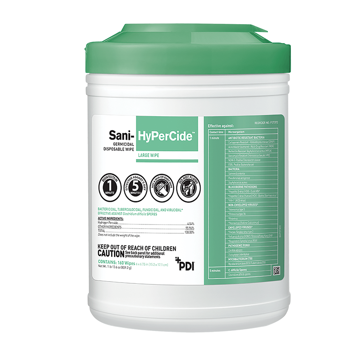 PDI Sani-HyPerCide Germicidal Wipes - Large (Single Canister)