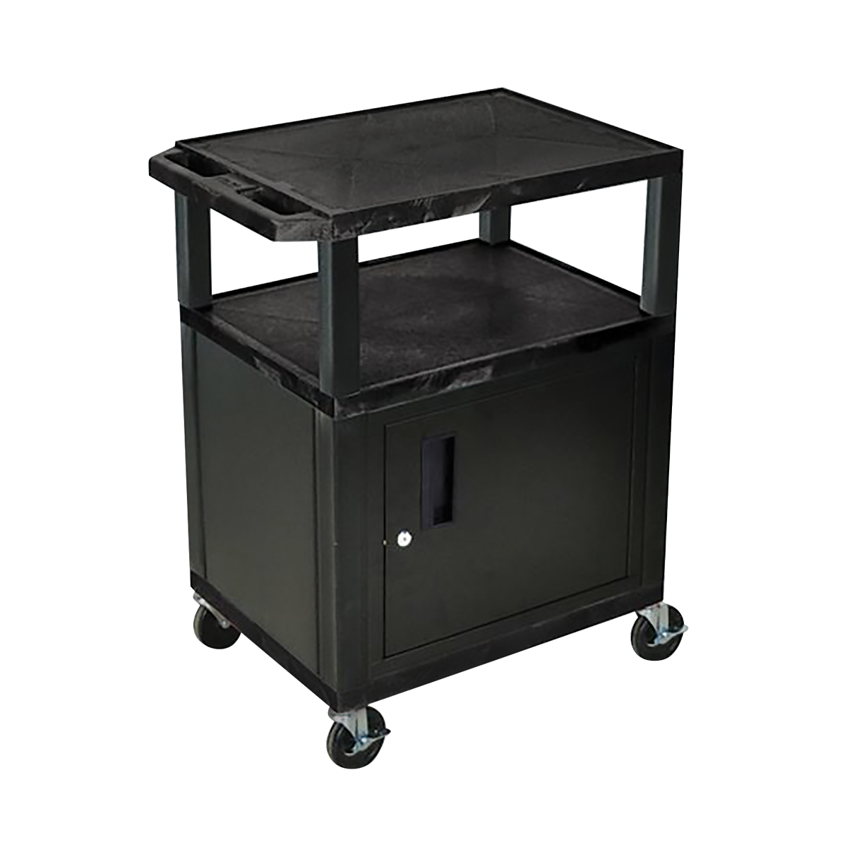 34" 2 Shelf Utility Cart With Cabinet