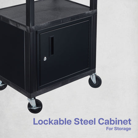 34" 2 Shelf Utility Cart With Cabinet