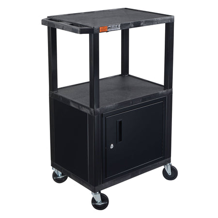 42" 2 Shelf Utility Cart With Cabinet