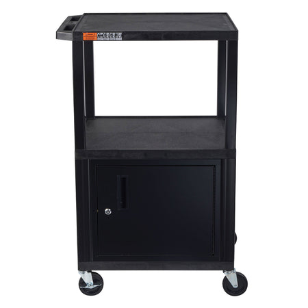 42" 2 Shelf Utility Cart With Cabinet