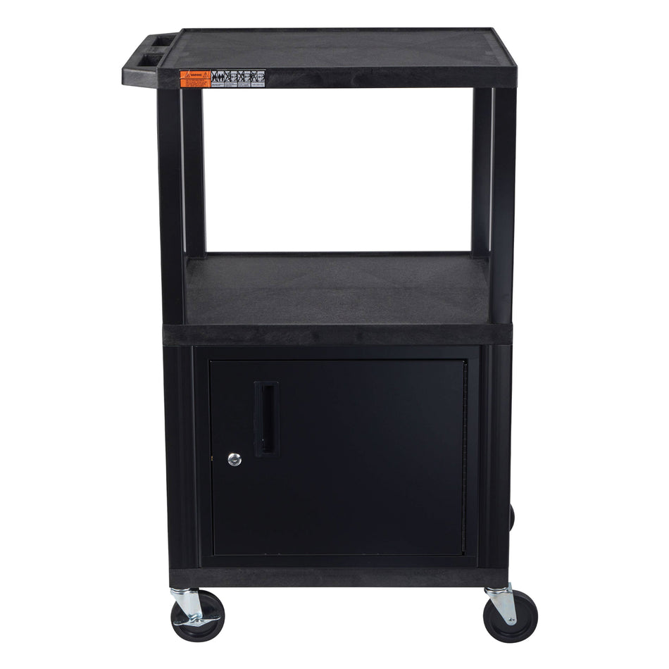 42" 2 Shelf Utility Cart With Cabinet