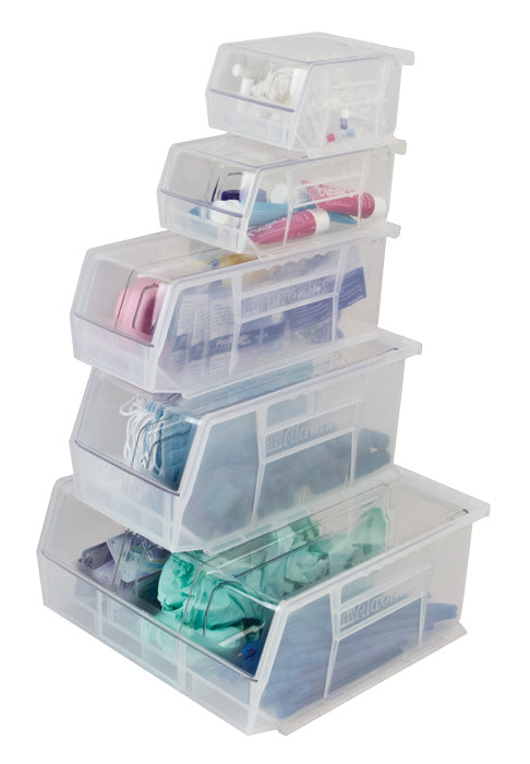 Plastic Stackable Bins - 11 x 11 x 5, Clear