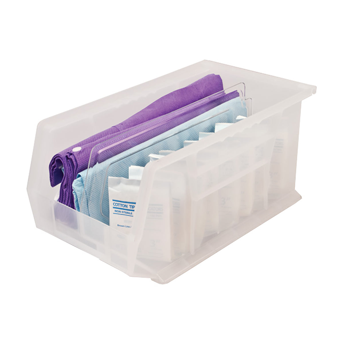 Akro Bin (14-3/4" x 8-1/4" x 7") With Dividers and Organized Supplies