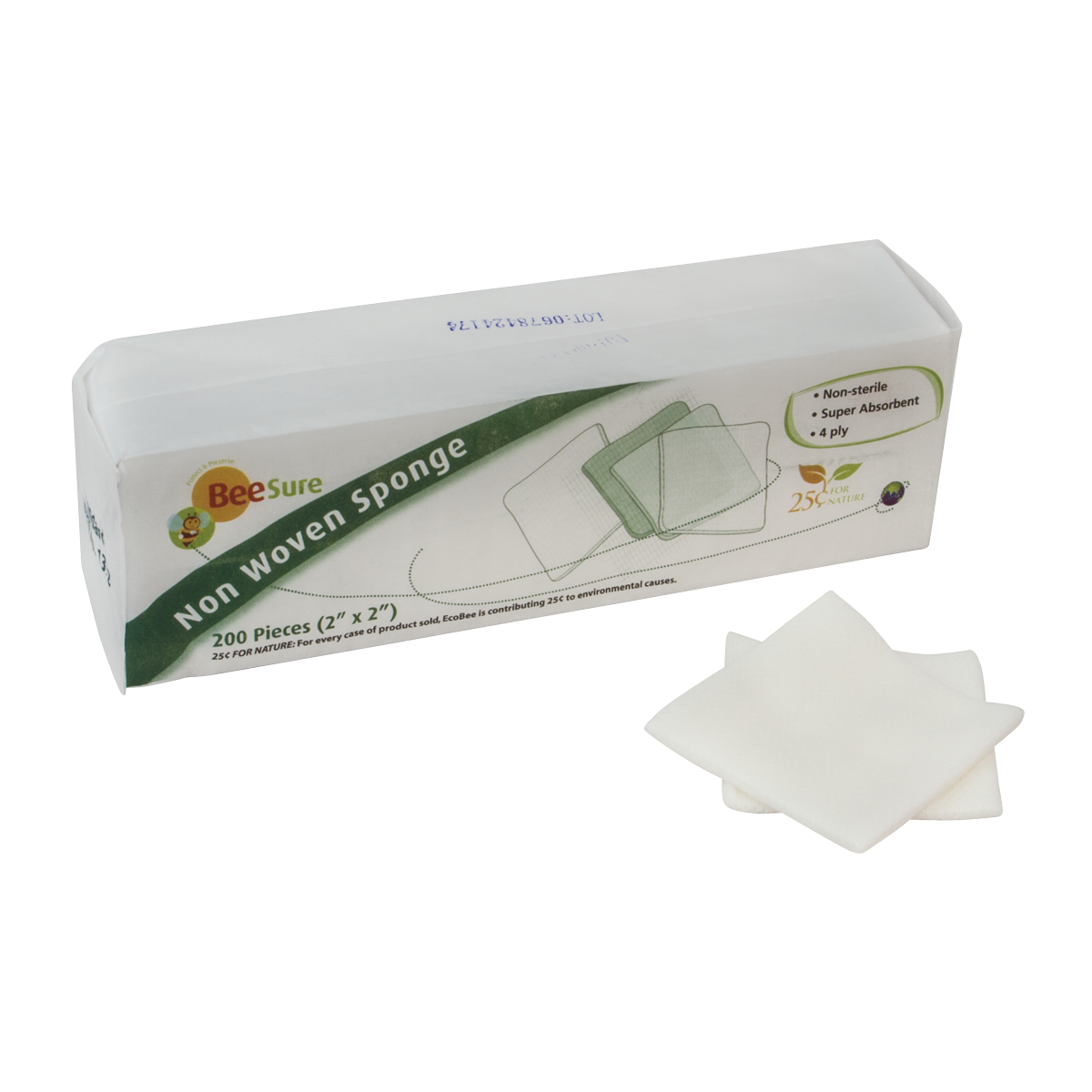 BeeSure 2" x 2" 4-Ply Sponges (30 gsm)