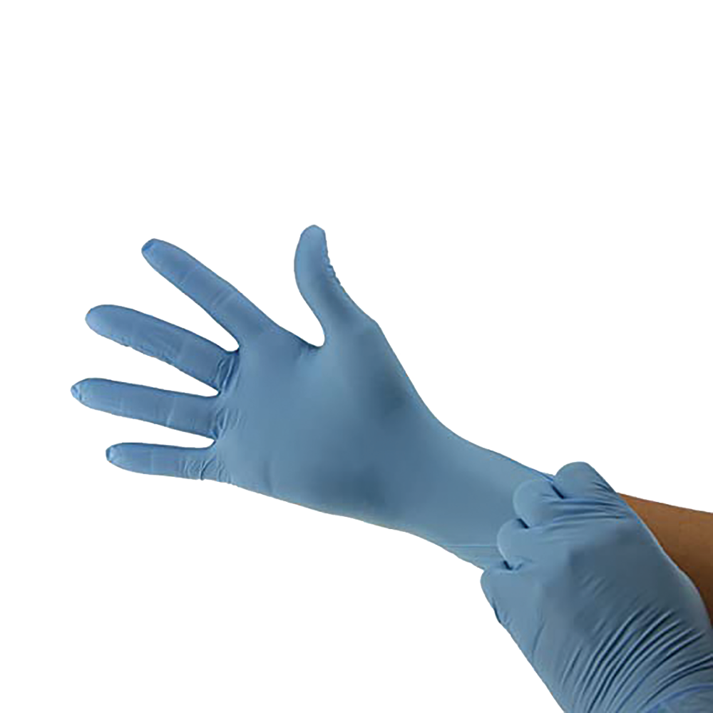 Natural Nitrile Exam Gloves on Hands