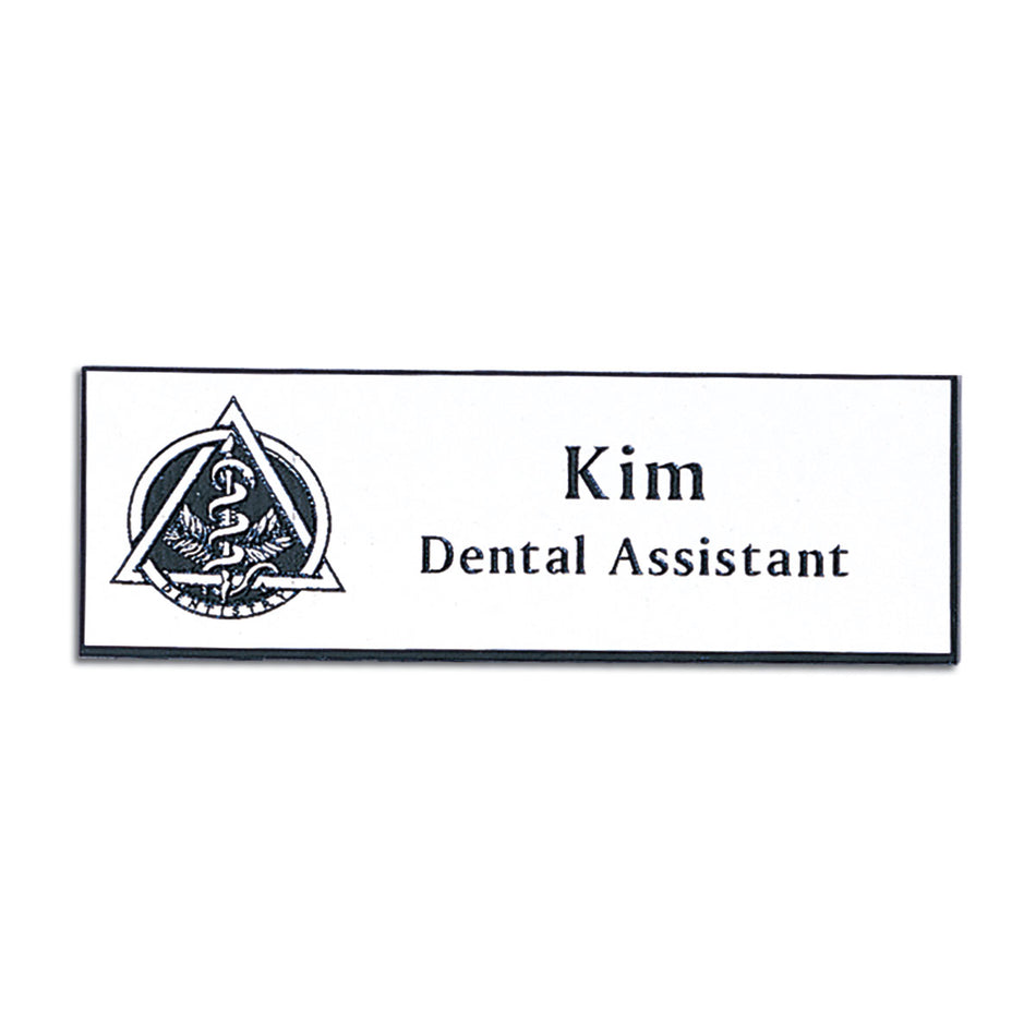 Name Tag With Magnetic Clip (White & Black)