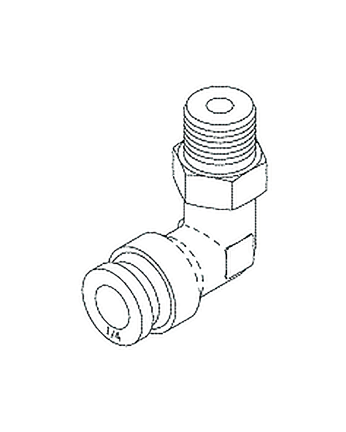 1/4" Push-in x 1/8" MPT Swivel Elbow (Air Techniques)