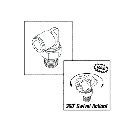 3/8" Push-in x 1/4" MPT Elbow Fitting (Air Techniques)