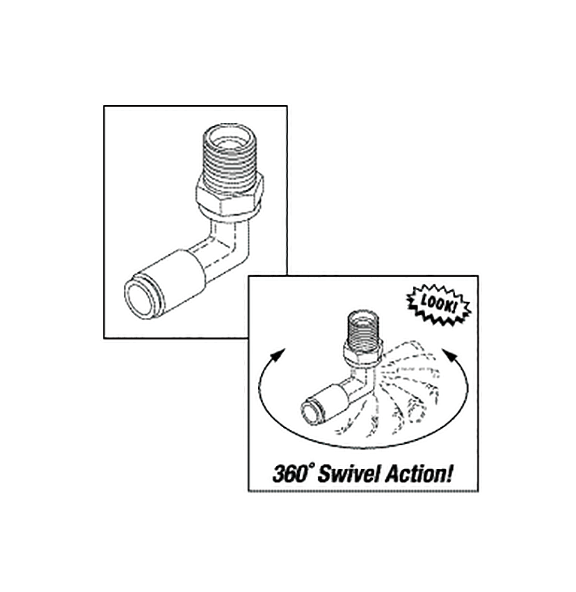 1/4" Push-in x 1/4" MPT Elbow Fitting (Air Techniques)