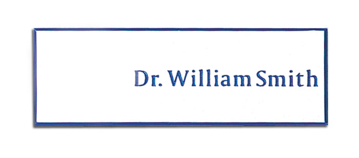 Name Tag With Pin Clip (White & Blue)